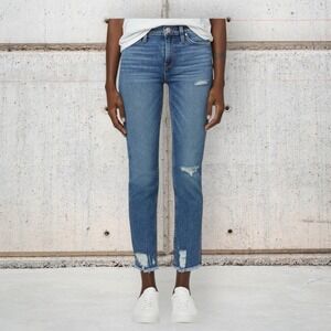 Hudson Los Angeles Nico Mid Rise Crop Straight Distressed Jeans Size 34 NWT